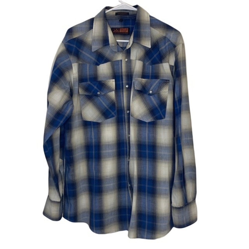 Blue and White Plaid Men's Shirt